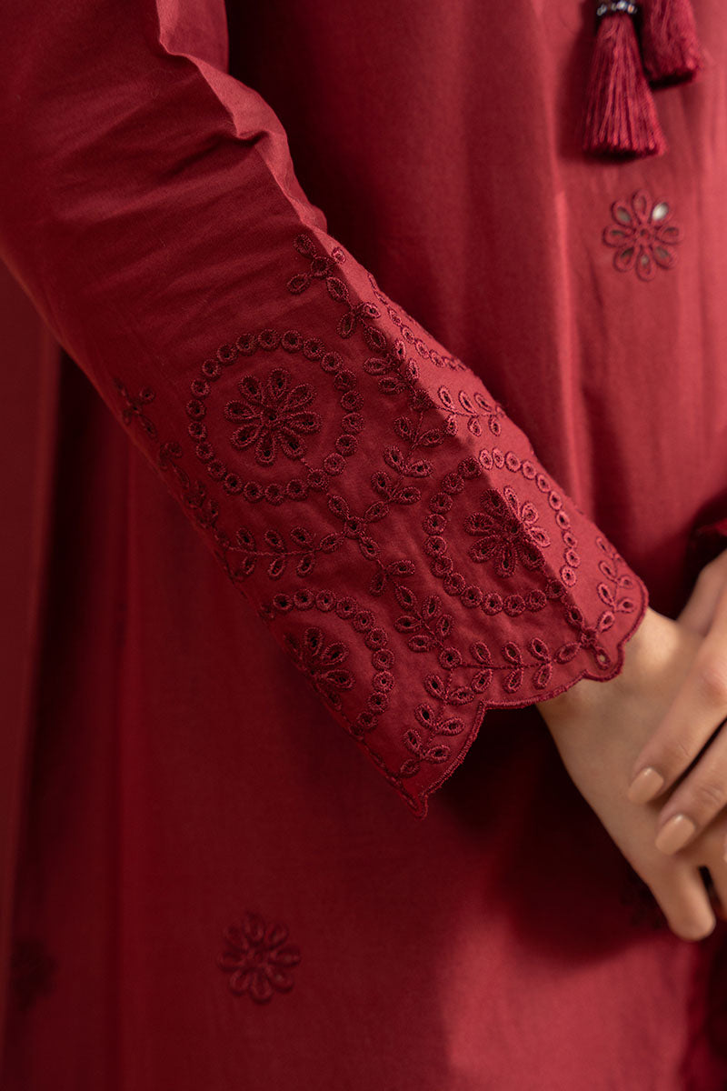 Carmine Glow 2-Piece Set (Shirt & Dupatta) - Elegant Indian Ethnic Wear for Women, Perfect for Weddings, Festivals & Special Occasions