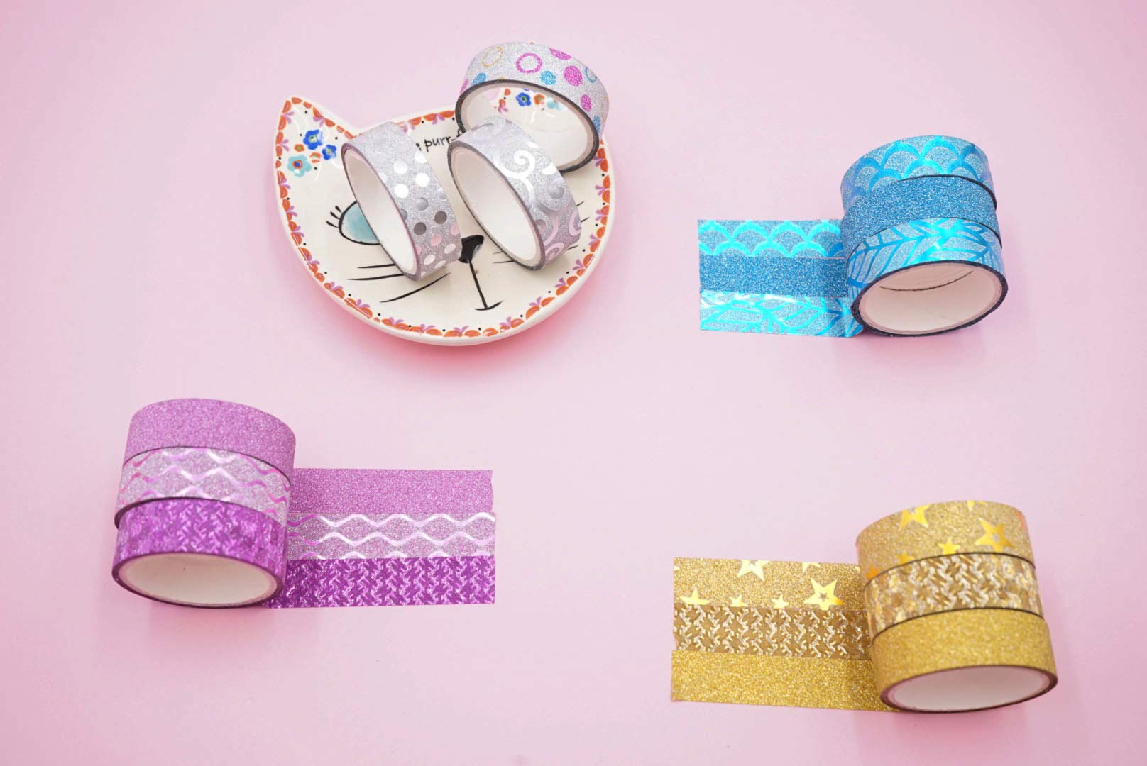 Phantomon Washi Tape Set - 30 Rolls Wide Decorative Craft Tapes for Scrapbooking, DIY Art Projects, Journaling & Home Decor | Glitter Masking Tape for Kids & Adults | Perfect for Gift Wrapping, Bullet Journals & Party Decorations