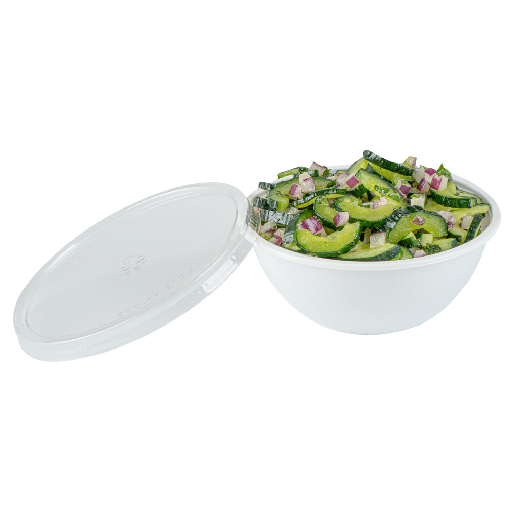 7 oz Round White Plastic Salad Bowls - 5