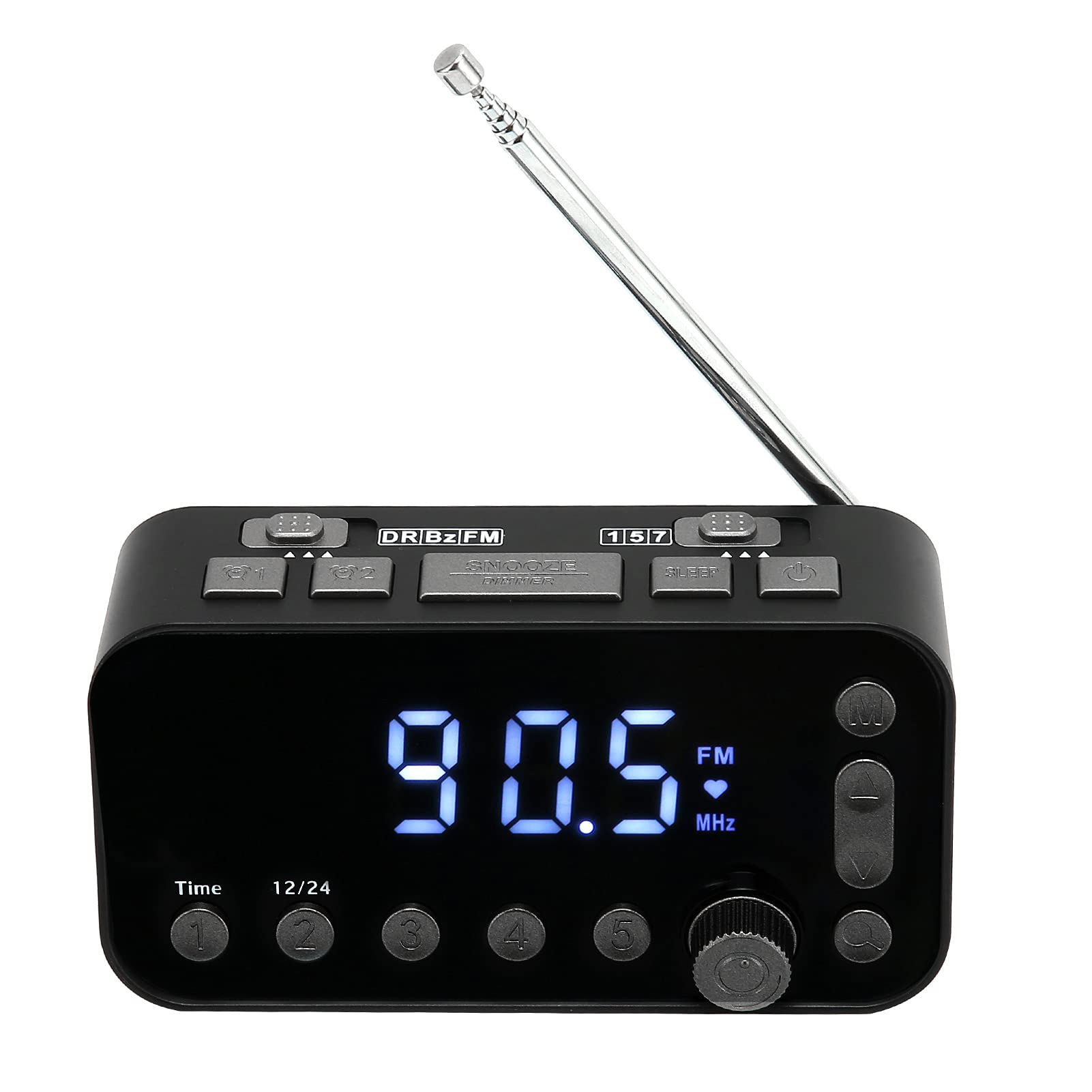 PUSOKEI Digital Alarm Clock Radio with FM/DAB, Dual USB Charging Ports, Sleep Timer, Dual Alarms - Perfect for Bedroom, Office, and Travel Use