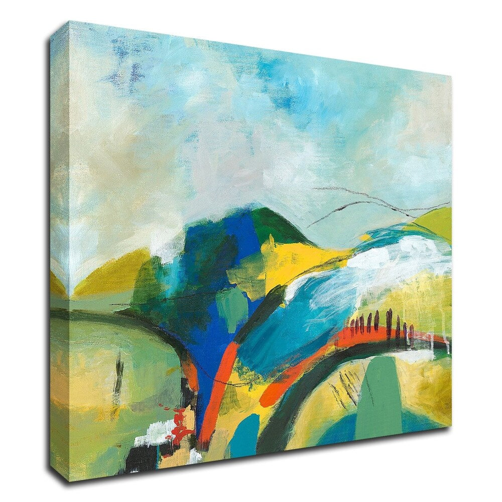 Alpine No. 1 by Jan Weiss - Premium Canvas Wall Art Print - Framed & Ready to Hang - Mountain Landscape Painting for Living Room, Bedroom & Office Decor