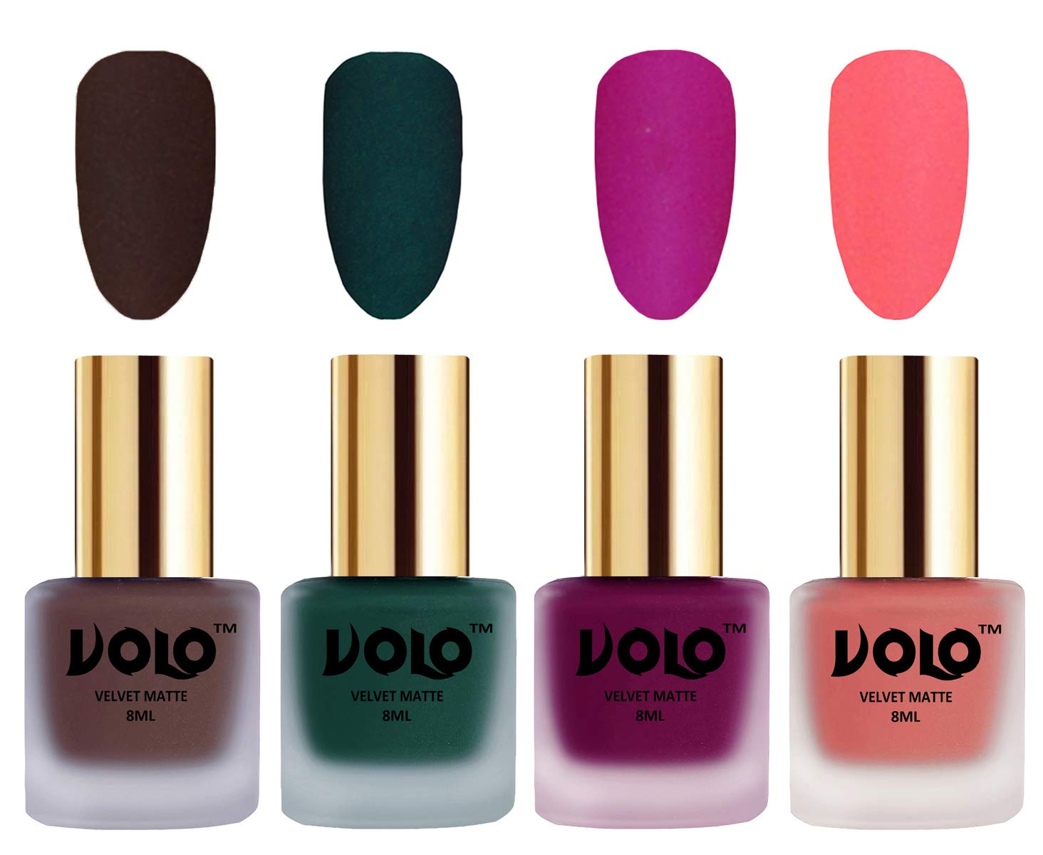 Volo Velvet Matte Nail Polish Set - 4 Shades for Party & Night Out
