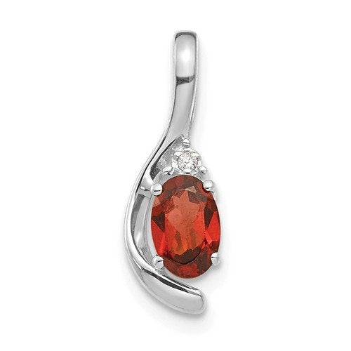 14K White Gold 0.55 Carat Garnet & Diamond Pendant Necklace - Elegant Jewelry Gift for Women, Perfect for Anniversary, Birthday & Valentine's Day