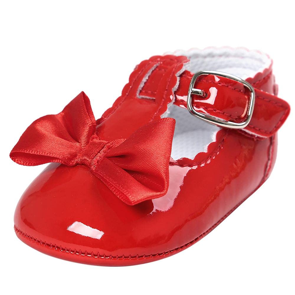 Baby Girls Soft Sole Bowknot Mary Jane Shoes 0-18M - Perfect for Weddings & Special Occasions