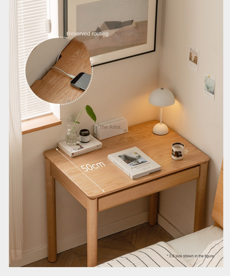 Solid Oak Wood Modern Writing Desk - Home Office Furniture for Study, Work & Productivity | Durable & Stylish Workspace Solution