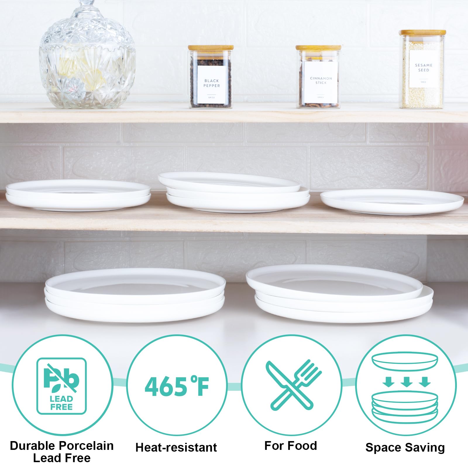 4-Pack White 6-Inch Small Ceramic Plates Set - Round Porcelain Appetizer & Dessert Plates with Lipped Edge for Cake, Snack, Bread - Perfect for Party Serving, Tea Time, and Home Dining