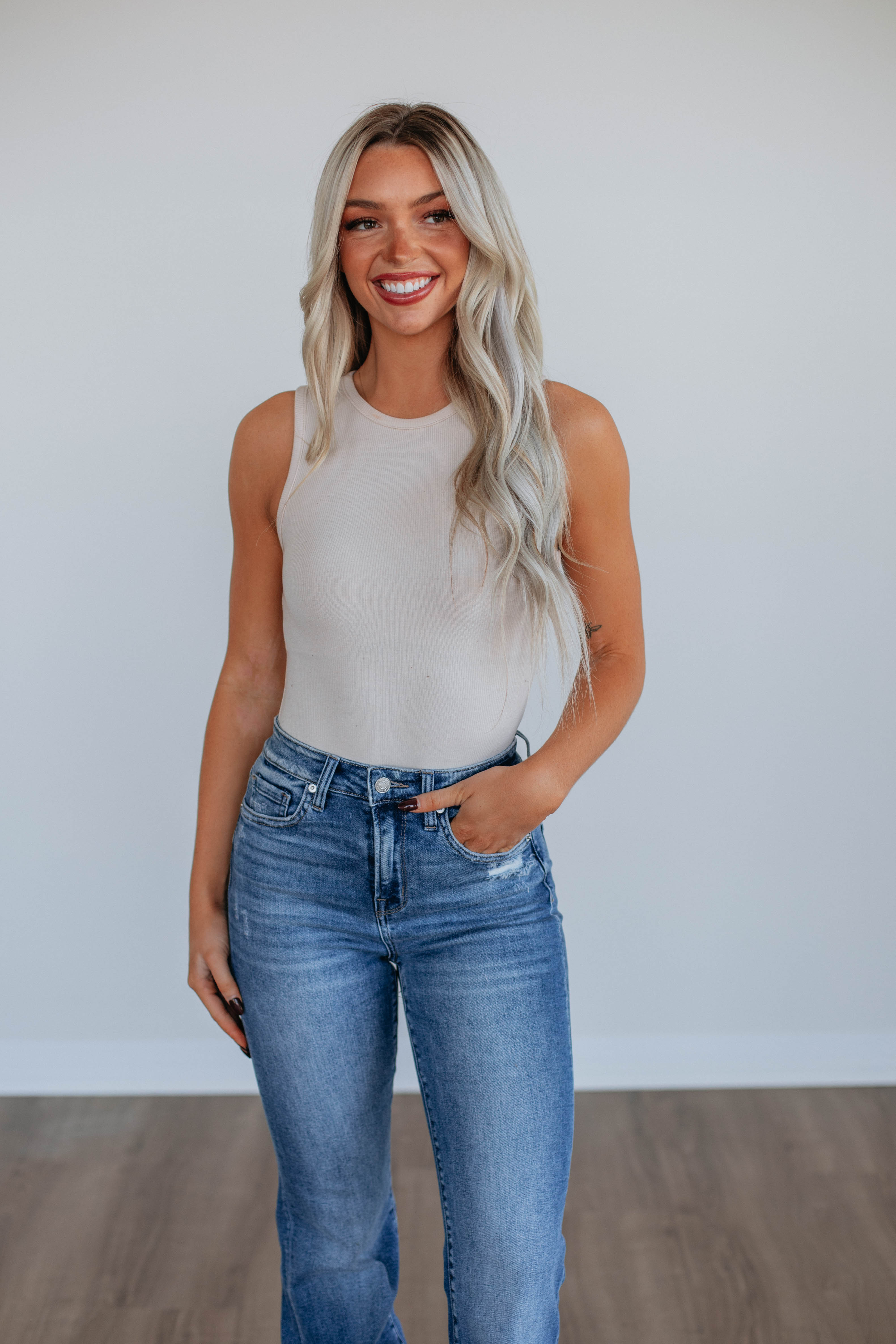 April Ribbed Bodysuit for Women - Soft Stretch Natural Cotton Camisole Top - Perfect for Layering, Casual Wear & Everyday Outfits