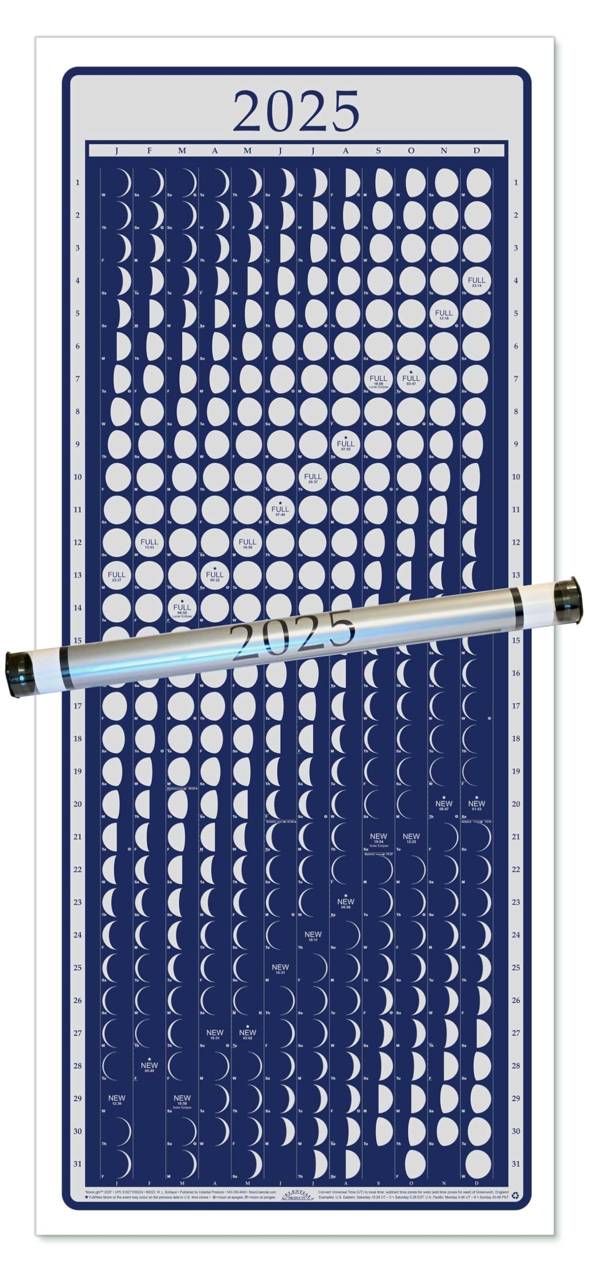 2025 Moon Calendar with Lunar Phases & Moonlight Tracking - Perfect for Stargazing, Gardening by Moon Cycles & Astronomy Enthusiasts