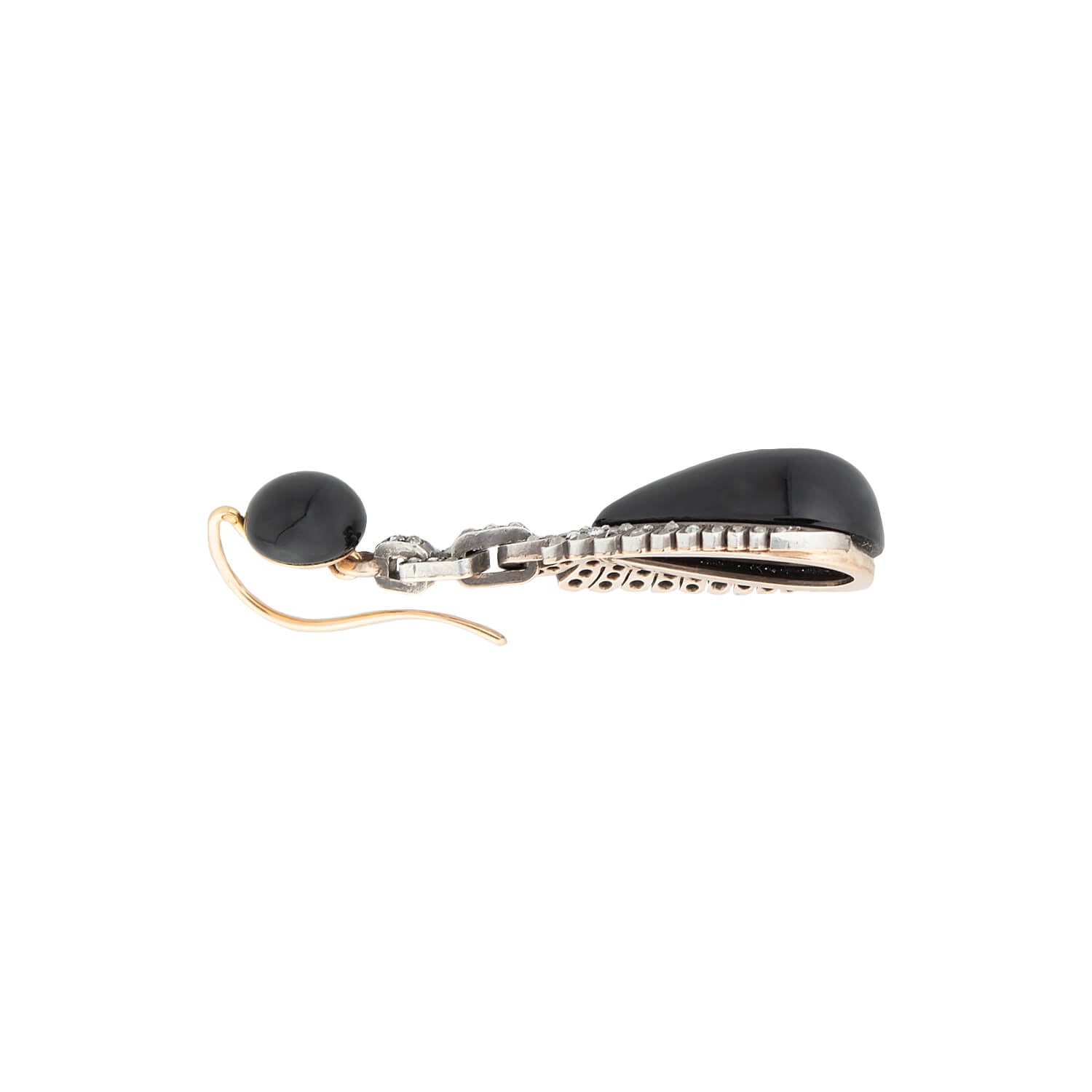 18K Gold & Sterling Silver Victorian French Style Diamond Onyx Earrings and Locket Pendant Set - Elegant Day to Night Jewelry for Weddings, Parties & Special Occasions