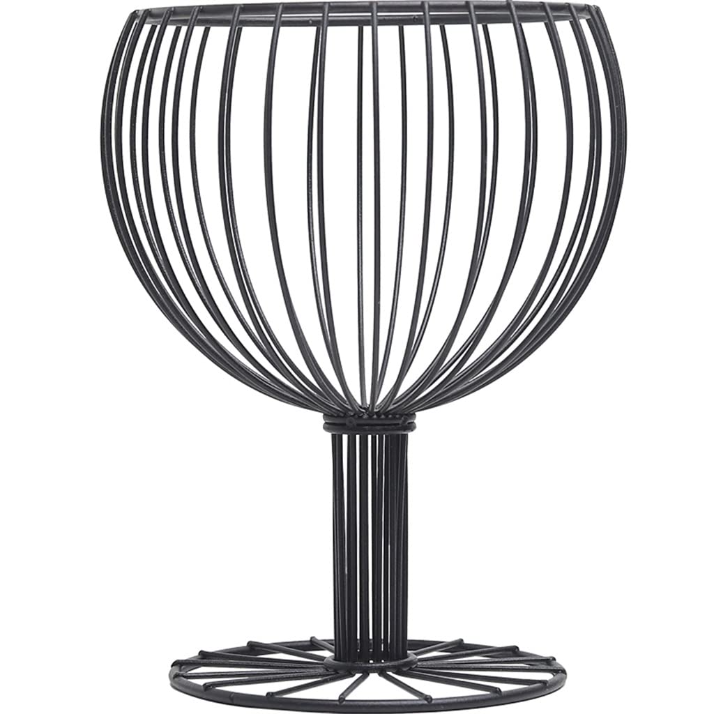 Premium Wine Glass Shaped Multi-Functional Storage Basket - Black Fruit & Vegetable Organizer for Kitchen Counter, Dining Table, Party Serving, and Home Decor