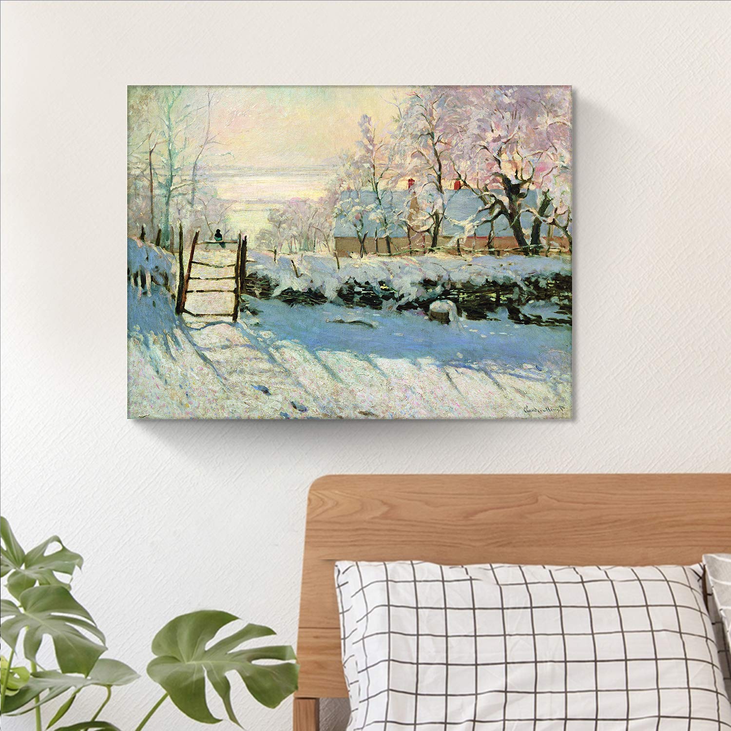 Looife Monet Oil Painting Canvas Wall Art - 16x12 Inch Famous 'Magpie in the Snow' Art Reproduction, Giclee Print for Home & Office Decor | Perfect for Living Room, Bedroom, or Gallery Wall Display