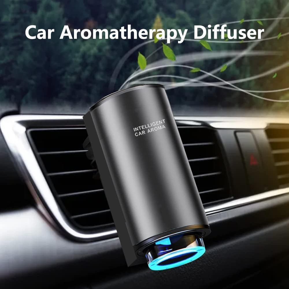 Smart Car Air Freshener Diffuser - Rechargeable & Adjustable Aroma Diffuser with 3 Essential Oils for Car, Home, Office | Perfect for Freshening Vehicles, Eliminating Odors & Creating Relaxing Atmosphere