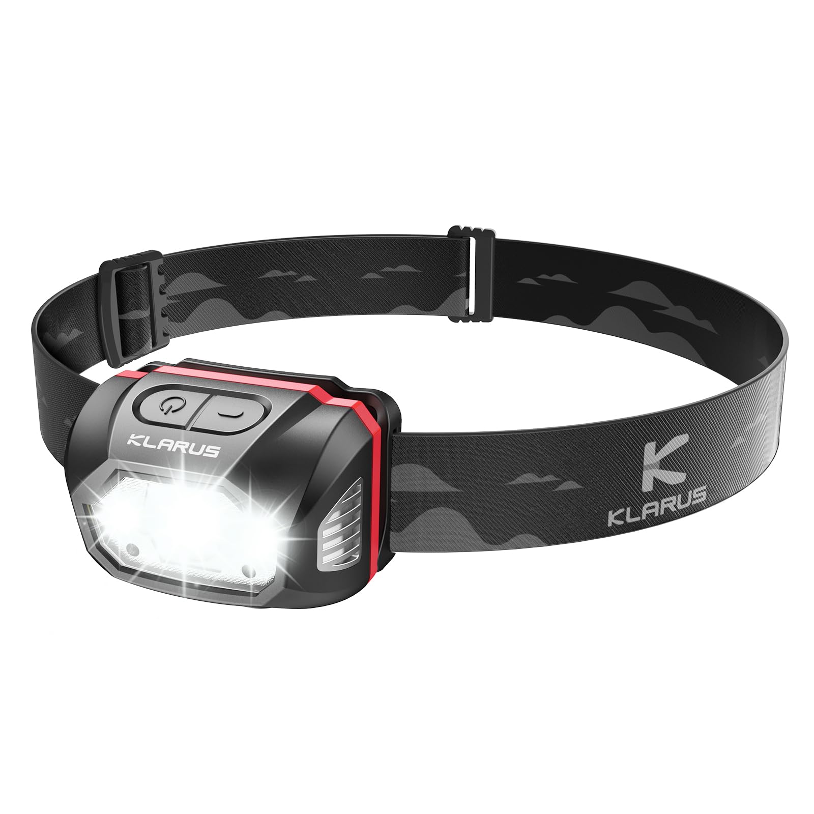Klarus HM1 IPX6 Waterproof Rechargeable Flashlight with Motion Sensor, USB-C, 440 Lumens, 70 Hours Runtime, 1800mAh Battery for Running, Camping, Hiking, Emergency (Red+Black) - Perfect for Outdoor Adventures, Night Jogging, and Power Outages