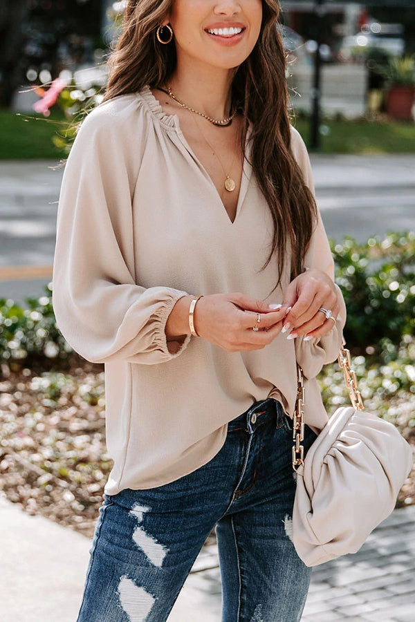 Elegant Work Life Balance V Neck Blouse for Women - Professional Office Wear & Casual Outfit