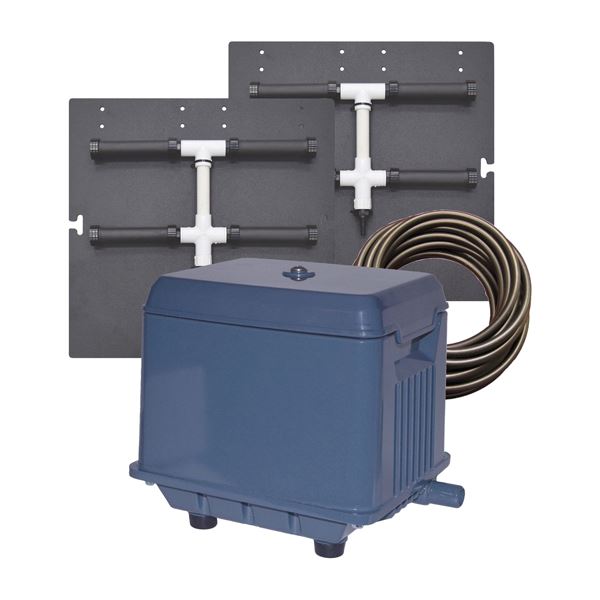 Shallow Water Aeration Kits with Linear Compressor & Diffuser - Pond & Lake Oxygenation System for Healthy Fish & Aquatic Plants