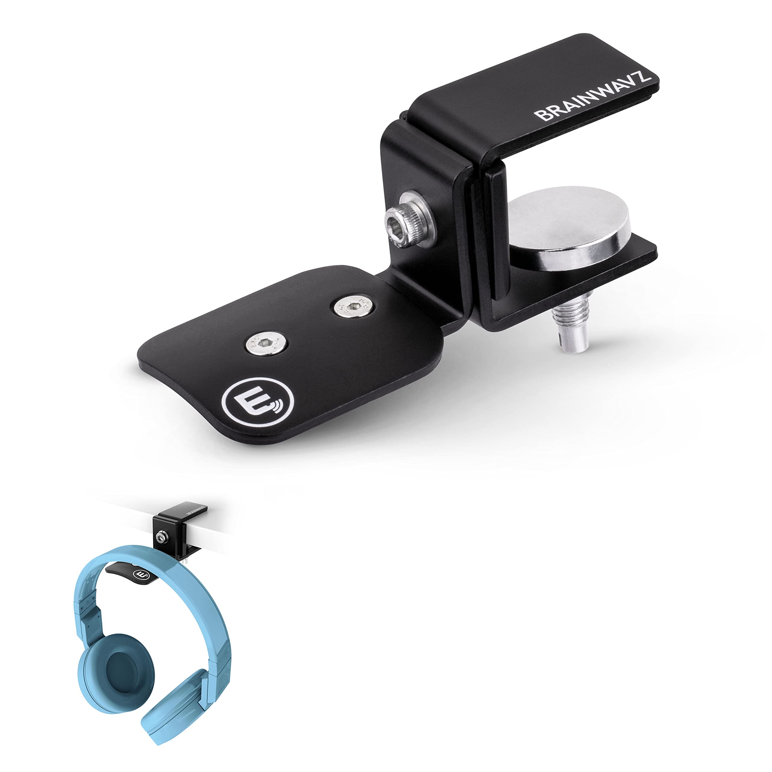 BRAINWAVZ Hengja Premium All-Metal Rotatable Headphone Stand - Adjustable Desk Mount Holder for Gaming Headsets & PC Accessories - Perfect for Home Office, Gaming Setup & Studio Organization
