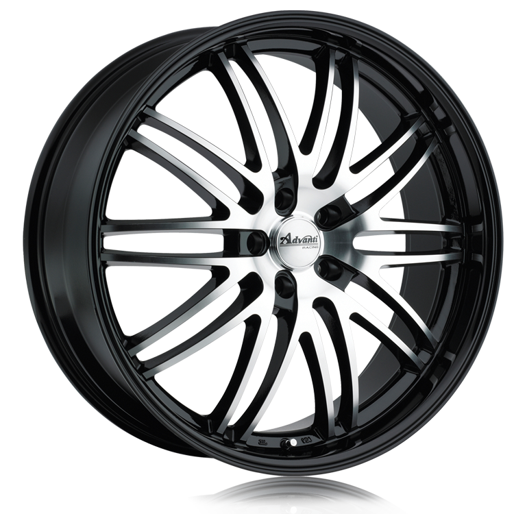 Advanti Prodigo Black/Machine Spoke 18x8 +25 5x120mm 74.1mm Wheel - High Performance Alloy Rims for BMW, Mercedes, Audi - Perfect for Street Racing & Custom Car Builds