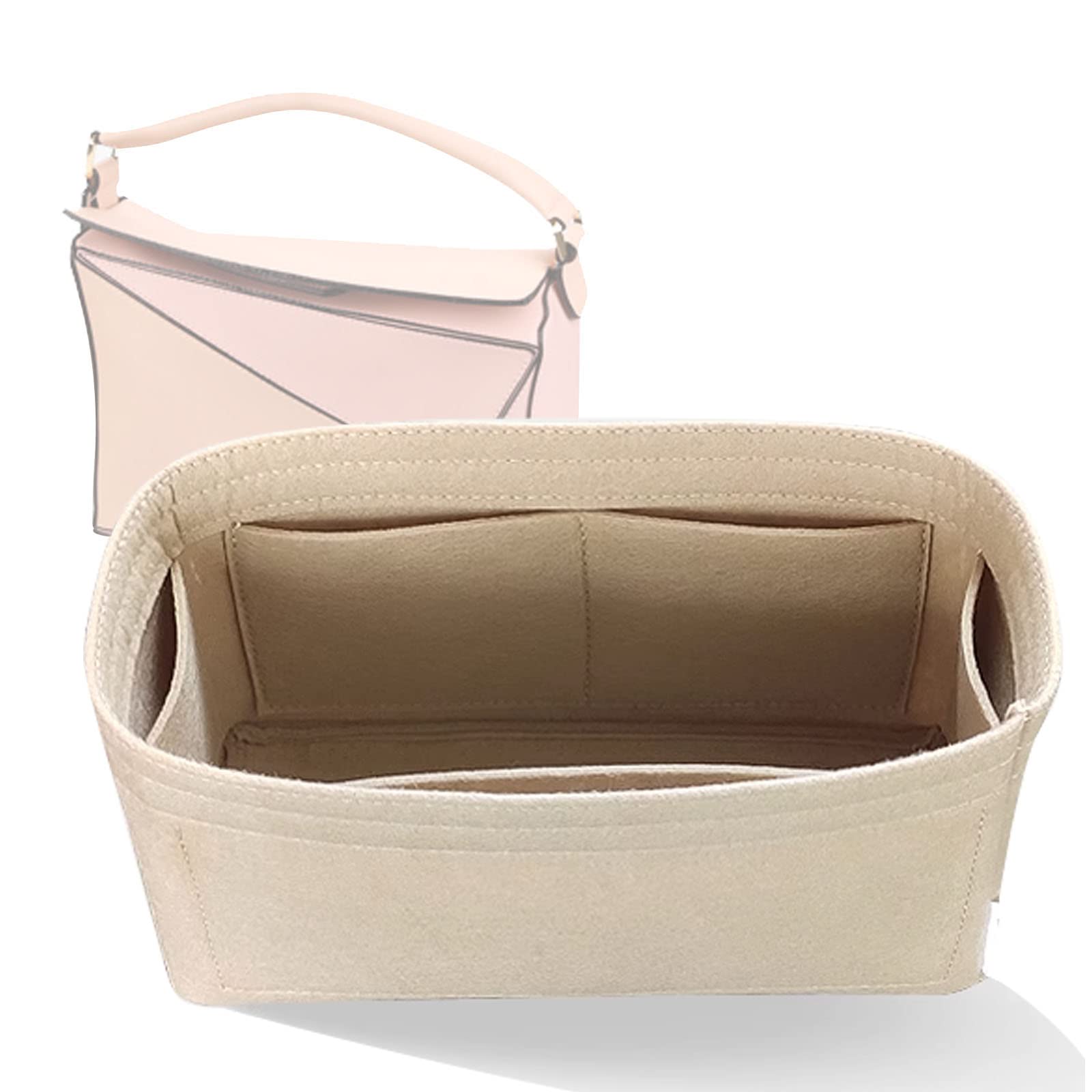 LKCAEY Purse Organizer Insert for Loewe Puzzle Bag - Small Size 3066 Khaki | Handbag Organizer for Travel, Work & Daily Use