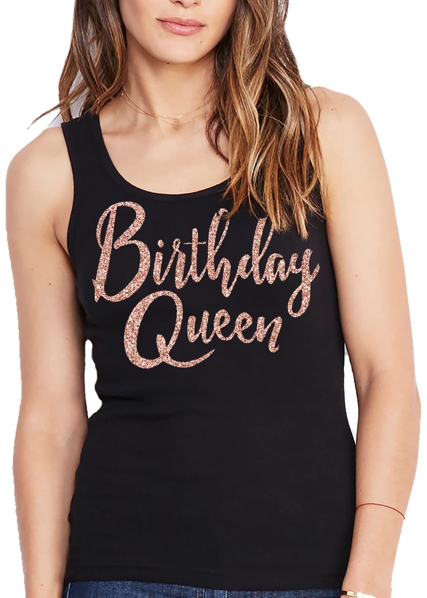 Birthday Tank Tops for Women - Sparkling Crystal Rhinestone Party Shirts - Birthday Queen & Squad Outfits | Perfect for Bachelorette Parties, Girls Night Out & Birthday Celebrations