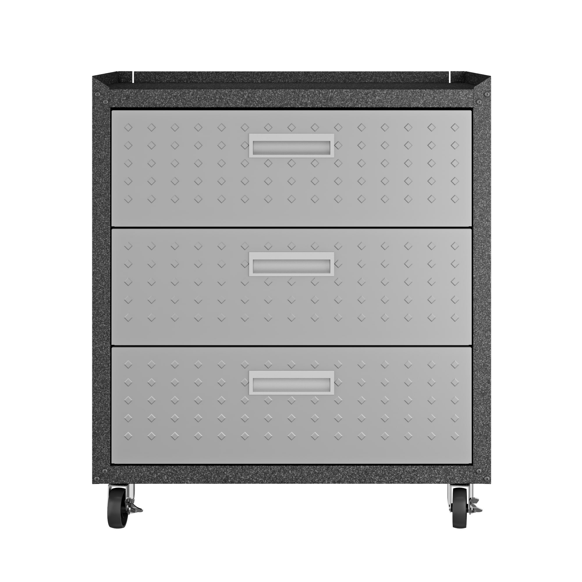 Manhattan Comfort Fortress Collection Durable Mobile Garage Chest - Heavy-Duty Storage for Tools & Supplies, Dark Charcoal Gray/Silver - Perfect for Workshop, Garage & Home Organization