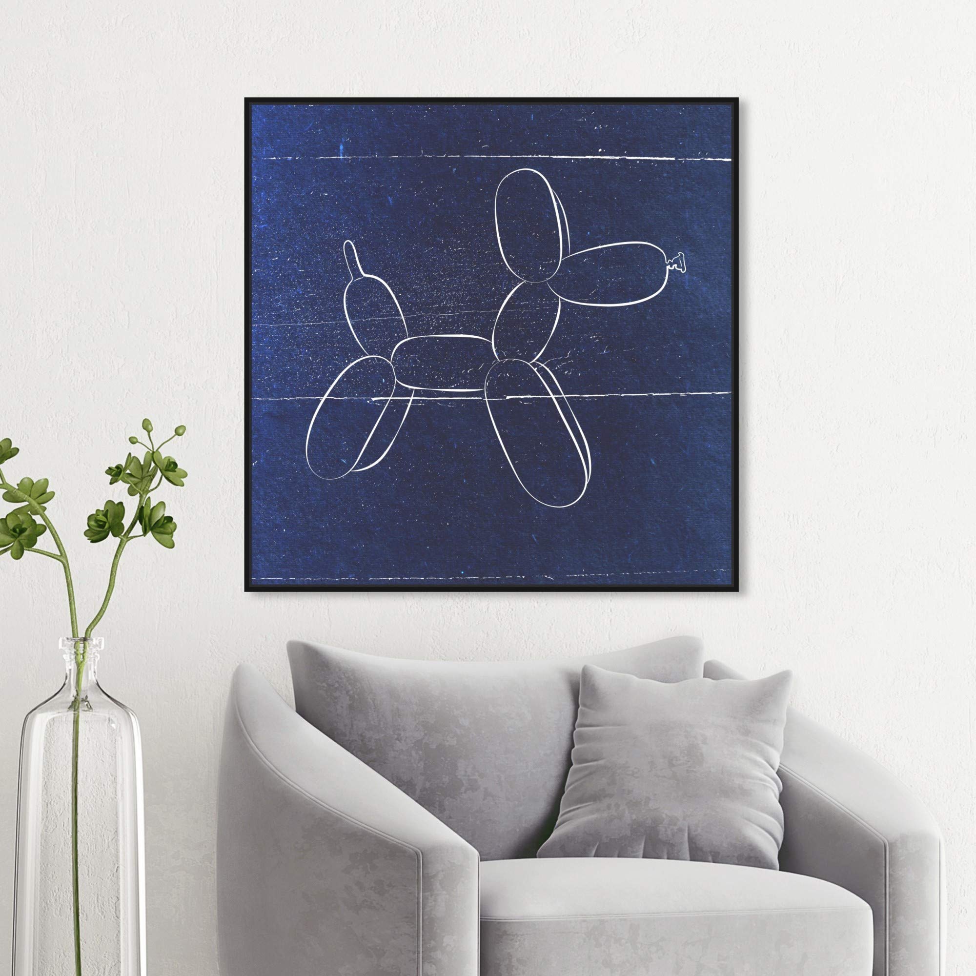Balloon Blueprint Dogs and Puppies Framed Canvas Wall Art - 30