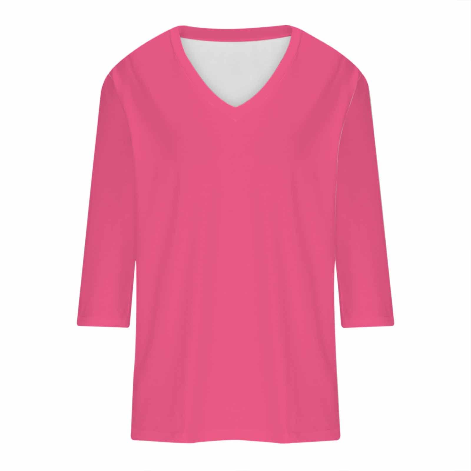 Women's 3/4 Sleeve V-Neck Summer Tops - Casual Loose Fit Blouse for Work & Outings
