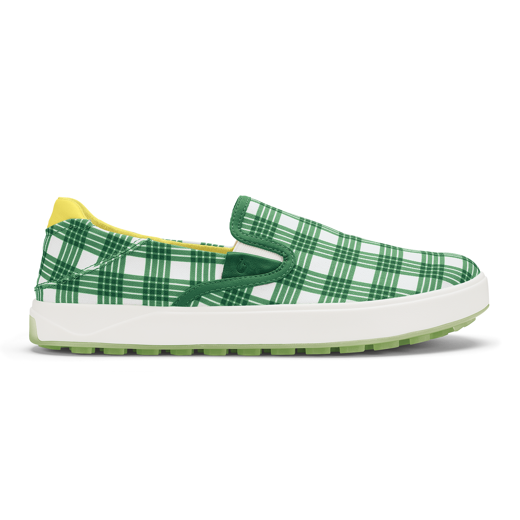 Wai'alae Slip On Shoes - Medium Green & Bright White Sneakers for Men & Women | Comfortable Casual Walking Shoes for Everyday Wear, Travel & Outdoor Activities