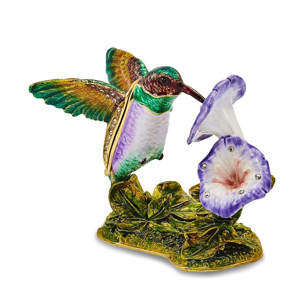 Sonia Jewels Stella Hummingbird and Morning Glory Trinket Box 3.5