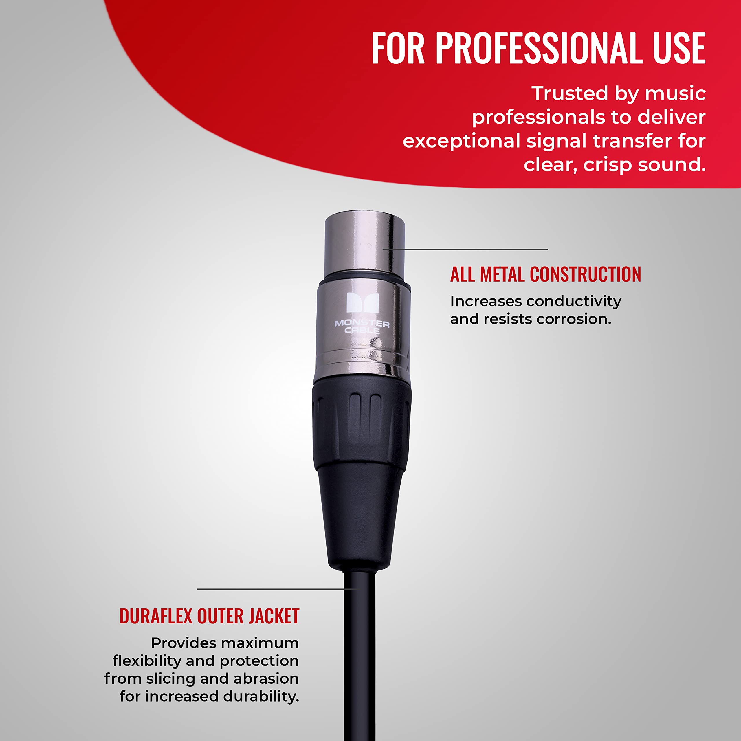 Monster Prolink Classic XLR Microphone Cable - 50ft Silver Contact, MultiTwist Construction, 95% Copper Braided Shield - Perfect for Studio Recording, Live Performances & Professional Audio Setups