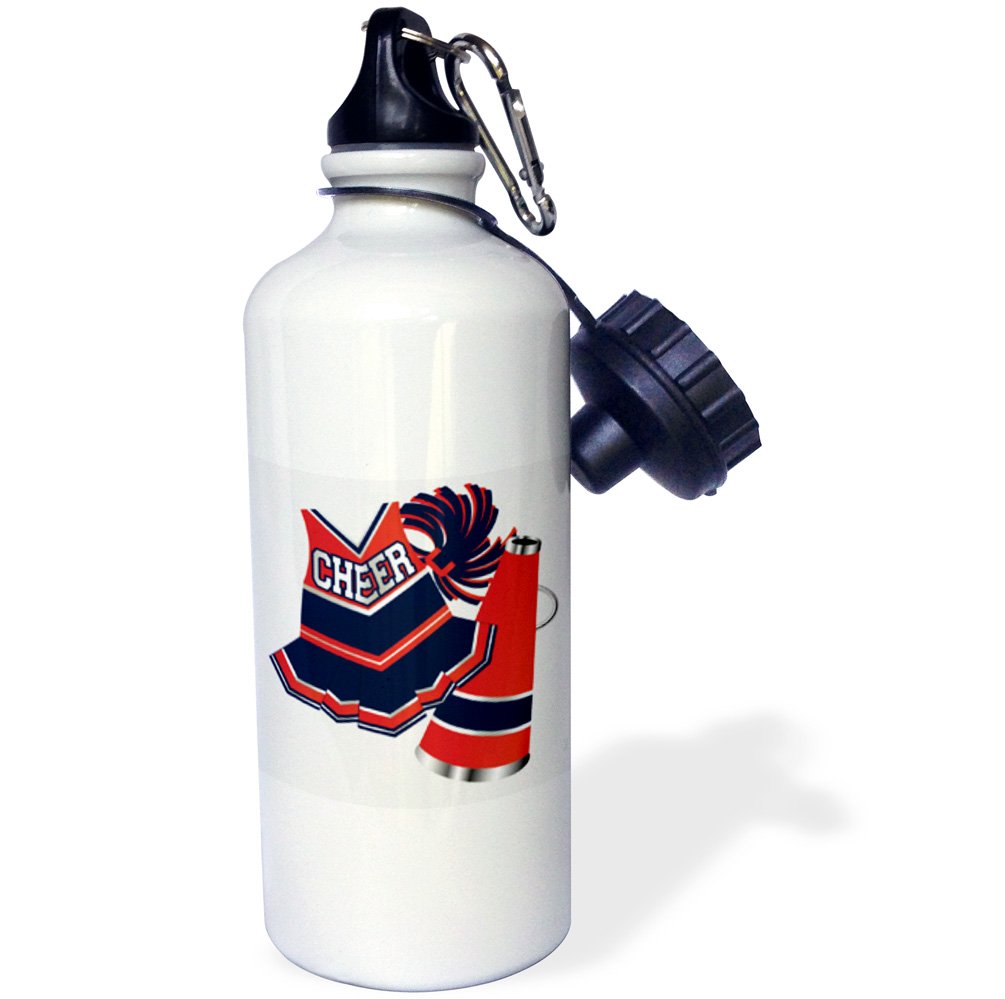 3D Rose Cheerleading in Red and Blue Sports Water Bottle - 21oz Insulated Stainless Steel Bottle with Straw Lid - Perfect for Gym, School & Outdoor Activities