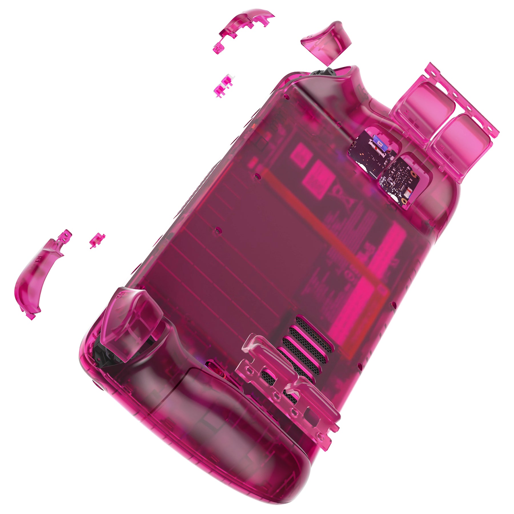 eXtremeRate Custom Full Set Shell with Buttons for Steam Deck LCD - Clear Candy Pink | Replacement Case & Controller Parts | Perfect for Gaming, Travel & Customization