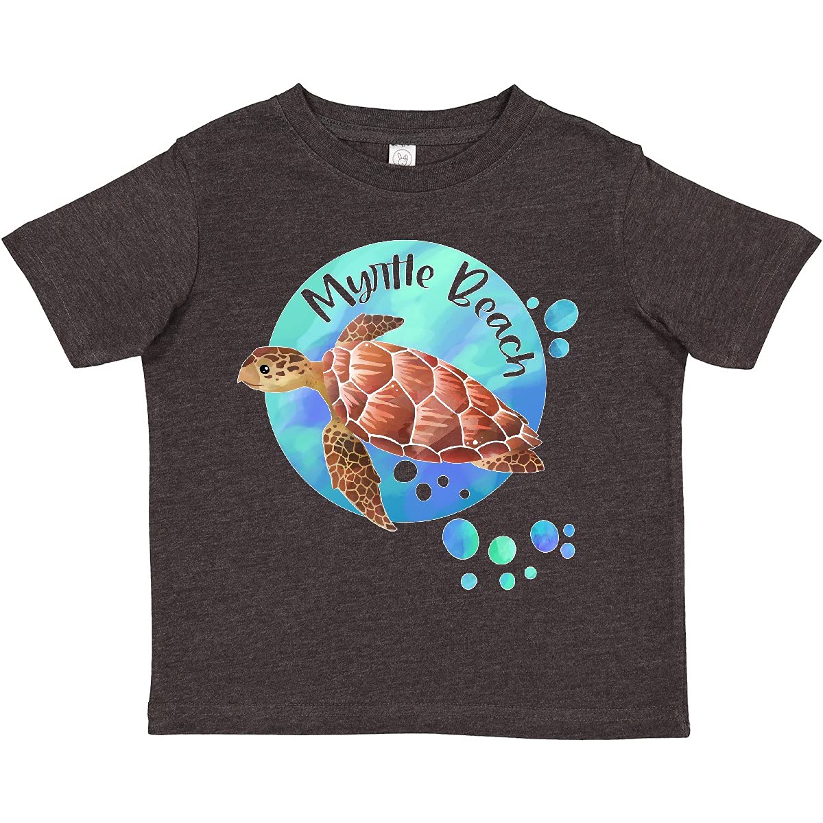 Inktastic Myrtle Beach Sea Turtle and Bubbles Toddler T-Shirt - Cute Summer Vacation Outfit for Boys & Girls - Perfect for Beach Trips, Family Photos & Casual Wear