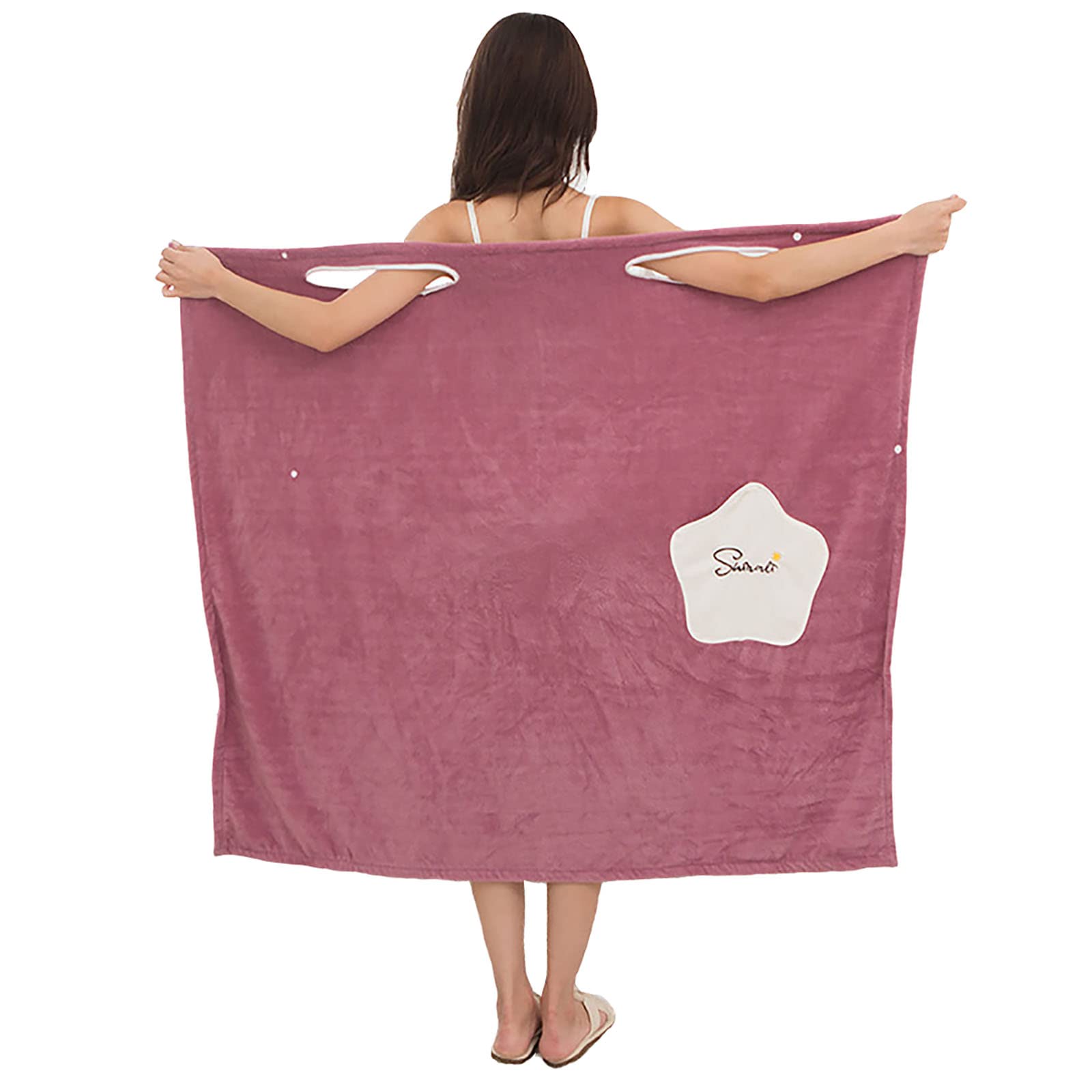 SCYDAO Women's Spa Towel Wrap Bathrobe - Soft Wearable Bath Skirt with Shoulder Strap - Purple Large Size for Shower, Pool & Beach Relaxation