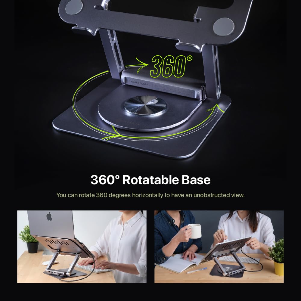 ADAM elements USB-C Stand Pro 6-in-1 Laptop Docking Station for MacBook Pro/Air M1/M2, iPad Pro & Windows Laptops - USB-C Hub with HDMI, 2x USB-A, PD Charging, Ethernet Port - Perfect for Home Office & Workspace Setup
