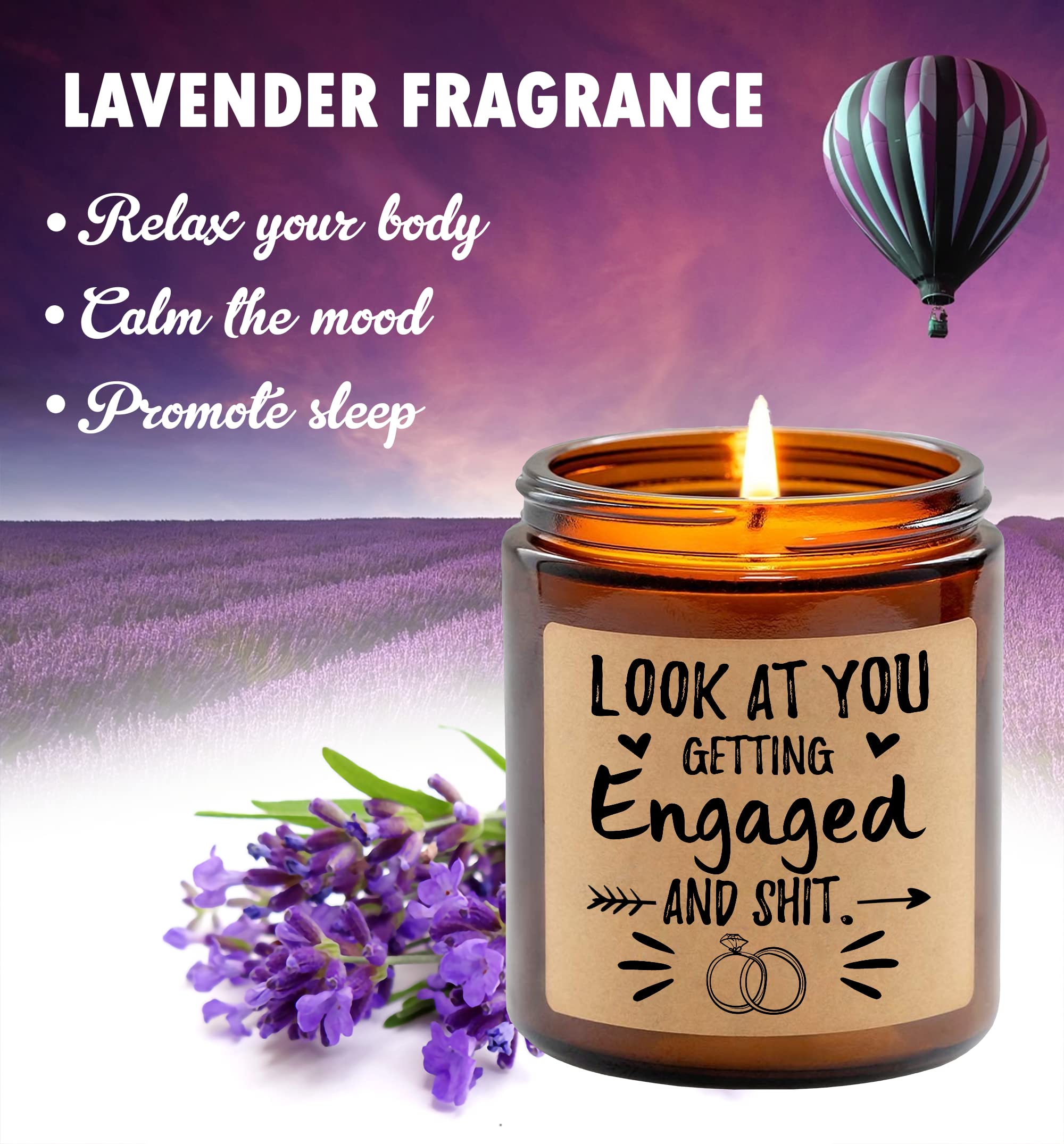Funny Engagement Candle Gift - Lavender Scented Soy Candle 8oz for Weddings & Best Friends