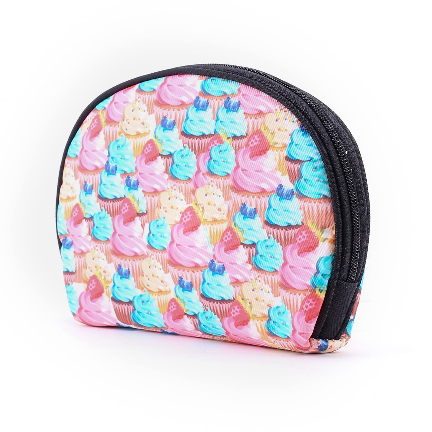 CowCow Women's Makeup Bag - Cute Cupcake Design Cosmetic Pouch for Travel, Gym & Daily Essentials Storage (Colorful Cake Pattern)