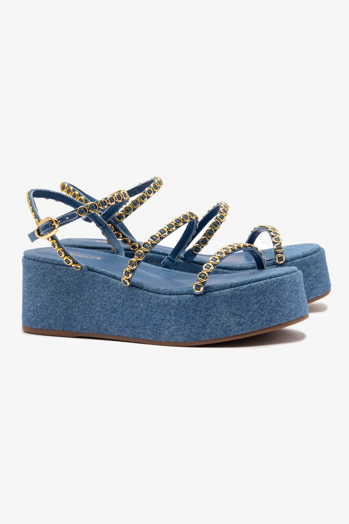 Gio Milanina Blue Stone Raffia Flatform Sandals for Women - Comfortable Summer Beach Wedding Slides & Boho Fashion Sandals