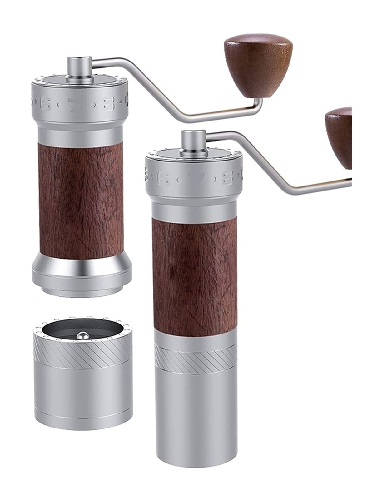 Premium Manual Coffee Grinder with Adjustable Settings - Conical Burr Mill & Brushed Stainless Steel - Perfect for Espresso, French Press & Pour Over - Portable Hand Crank Coffee Bean Grinder for Home, Office & Travel