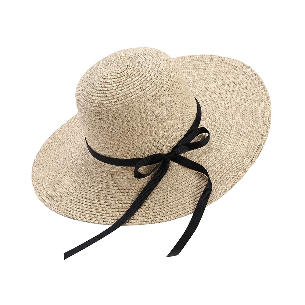 Women's Floppy Foldable Sun Hat with Bowknot - Wide Brim Straw Beach Hat for Summer, UV Protection & Travel | Perfect for Beach Vacations, Pool Parties & Outdoor Activities