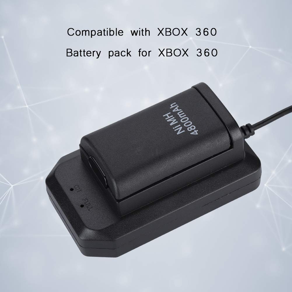 4800mAh Rechargeable Battery Pack for Xbox 360 Controller - USB Charging Cable & Dock Included - Long-Lasting Backup Power for Gaming Sessions, Travel, and Home Entertainment