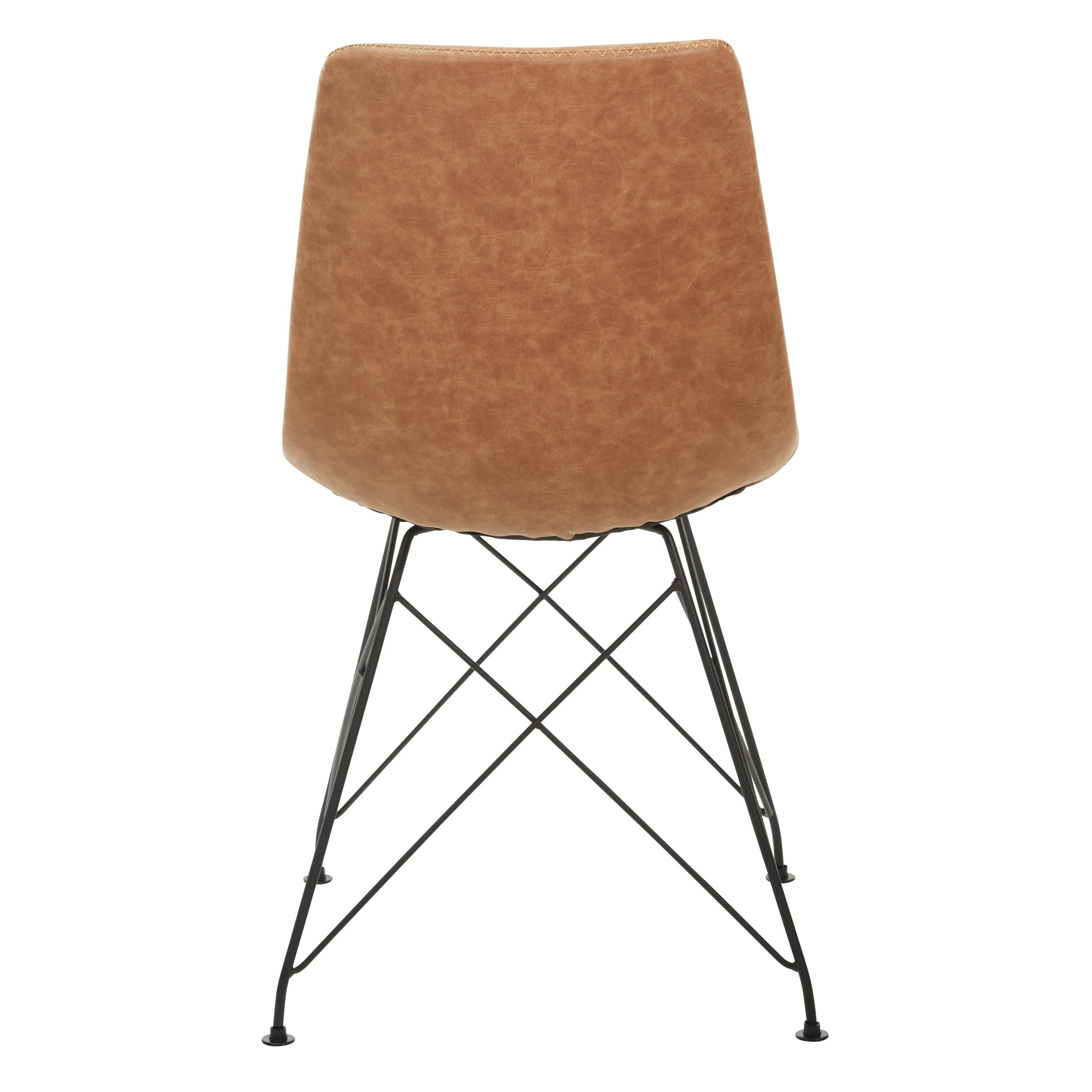 OSP Trenton Modern Dining Chairs Set of 2 - Sand Faux Leather Upholstered Side Chairs for Kitchen, Dining Room & Office - Comfortable Mid-Century Style Seating
