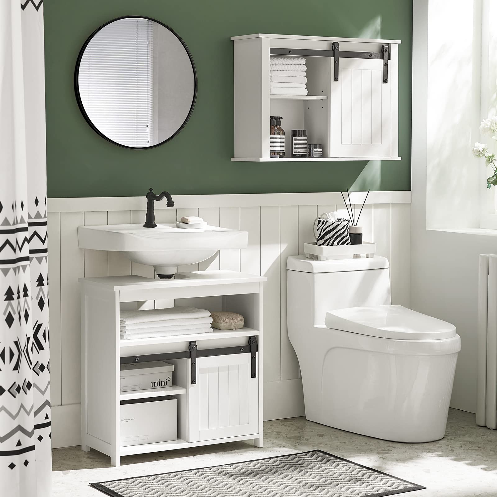 SoBuy BZR71-W Wall Mounted Bathroom Medicine Cabinet with Sliding Door - 26.8