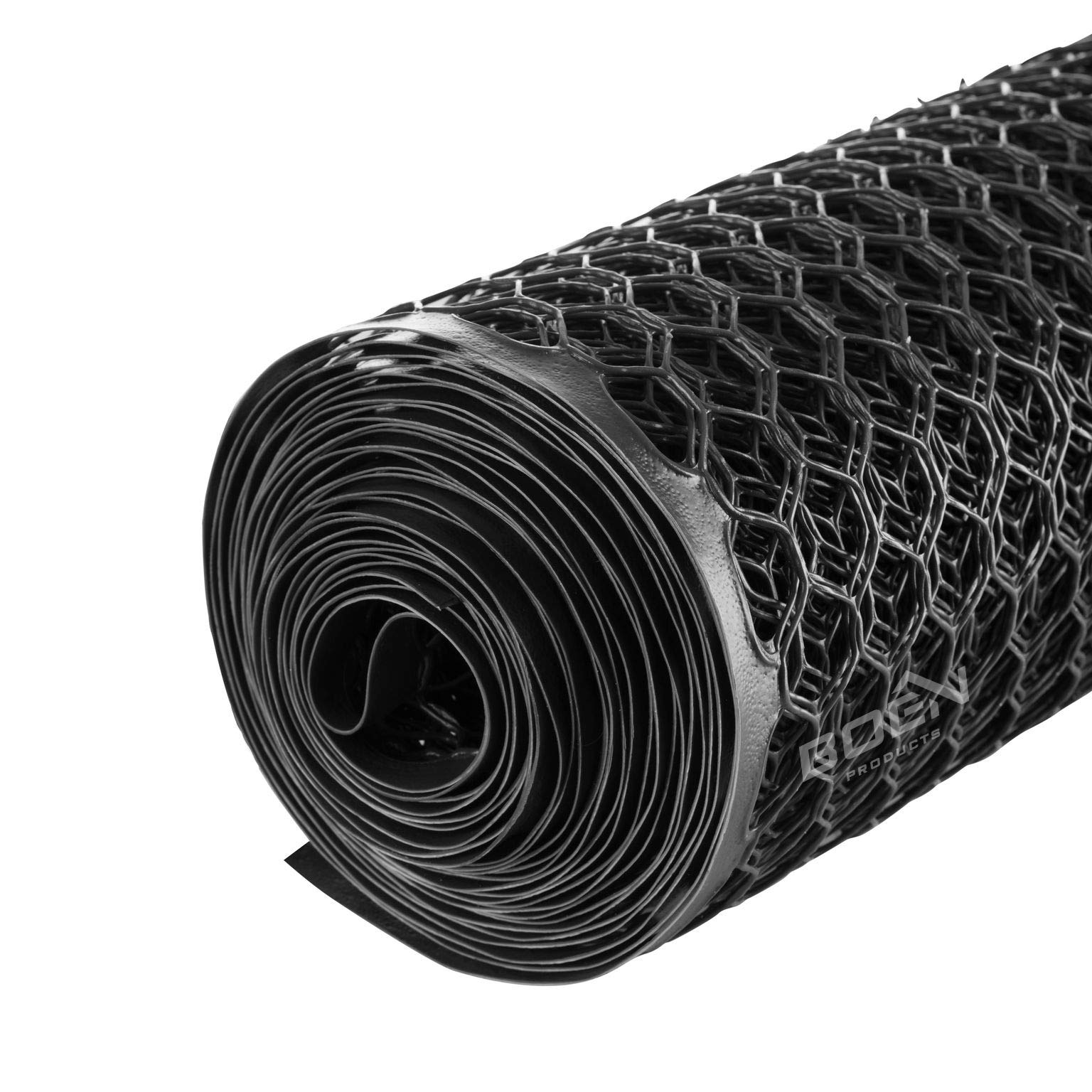 Boen 4' x 100' Black Plastic Hexagonal Chicken Wire Mesh Roll - Durable Poultry Fencing for Temporary/Semi-Permanent Enclosures, Deer Protection & Construction Sites | Ideal for Garden Security, Animal Pens & DIY Projects
