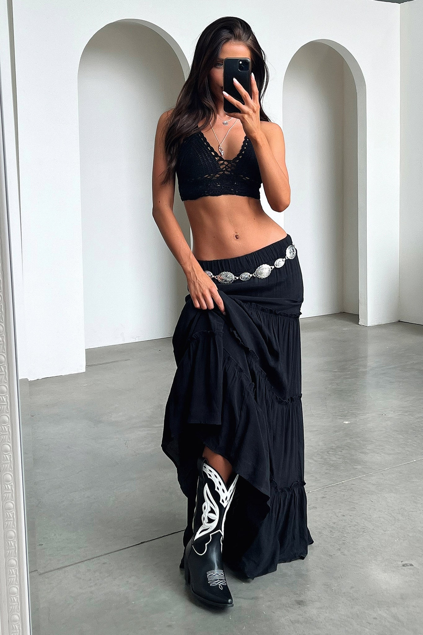 Women's Dunne Maxi Skirt in Black - Elegant Long Flowy Skirt for Casual Wear, Beach, and Summer Outfits