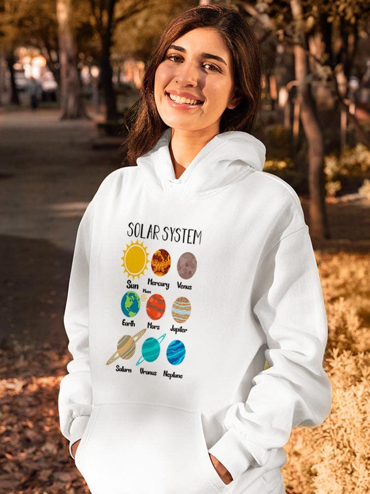 Smartprints Solar System Planets Hoodie for Women - Space Themed Pullover | Perfect for Astronomy Lovers, Stargazing & Casual Wear
