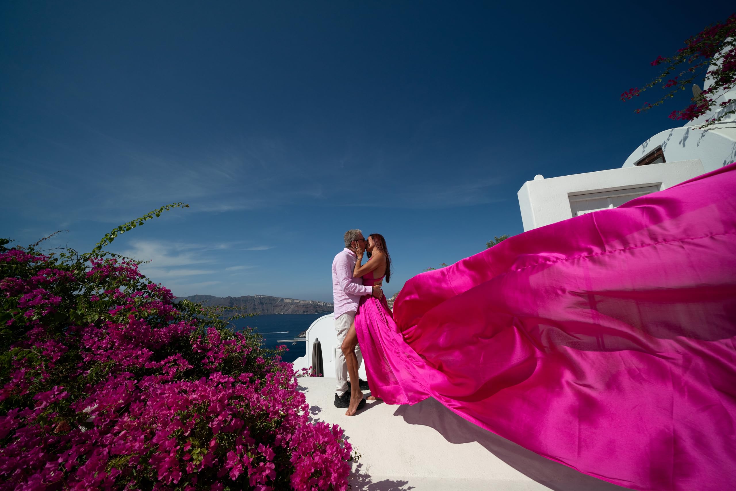 Fuchsia Infinity Dress - Long Satin Maxi Dress with Train | Elegant Flowy Flying Dress for Women | Perfect for Photoshoots, Baby Showers & Santorini Vacations | Satin Photography Dress for Special Occasions
