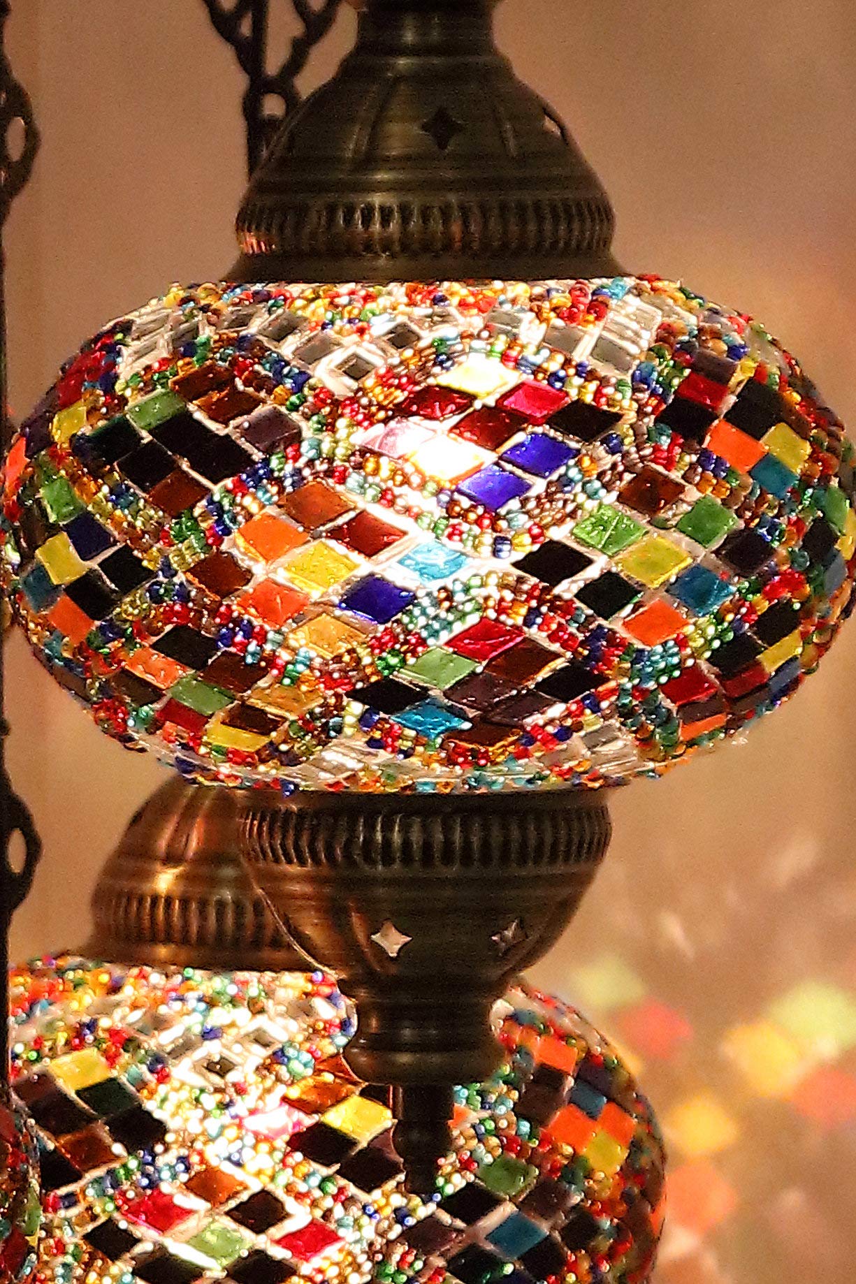 Handmade Turkish Moroccan Mosaic Chandelier - 5 Globe Sultan Hanging Ceiling Pendant Light Lamp for Living Room, Dining Room & Bedroom | Unique Home Decor Lighting Fixture & Gift Idea