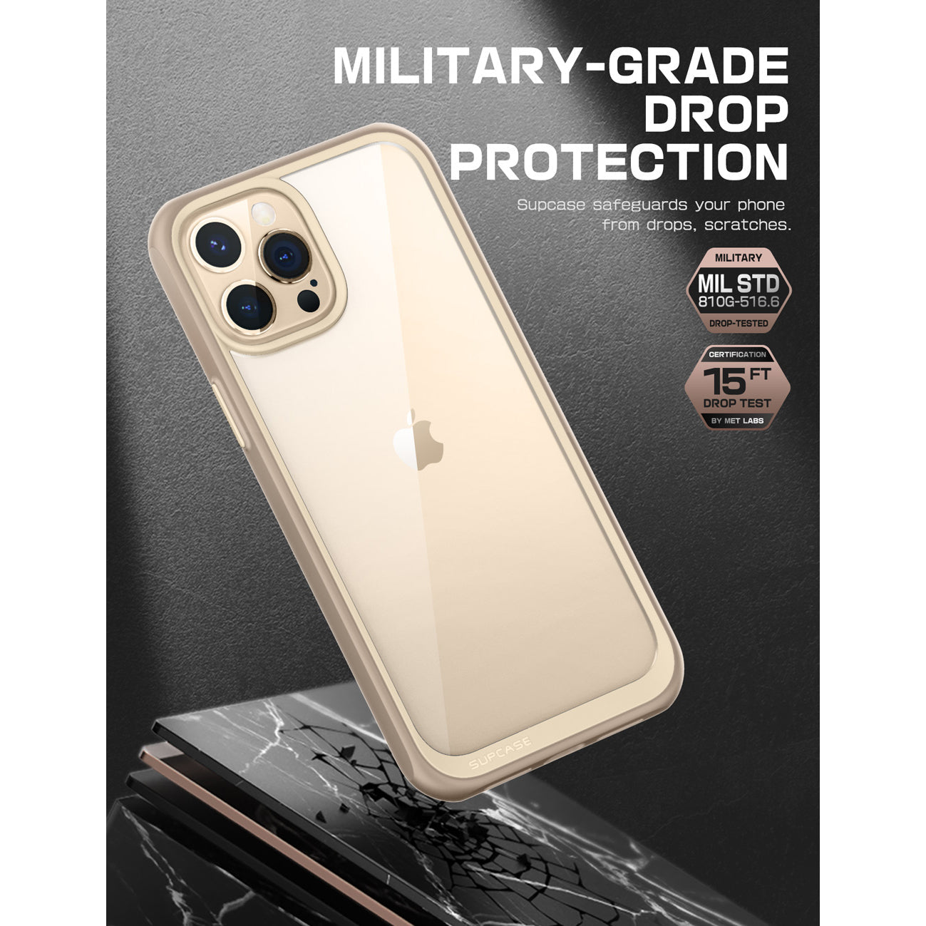 iPhone 13 Pro Case 6.1 Inch - Unicorn Beetle Slim Clear Protective Cover (Open Box) in Tan | Shockproof & Scratch Resistant | Perfect for Everyday Use, Travel & Outdoor Activities