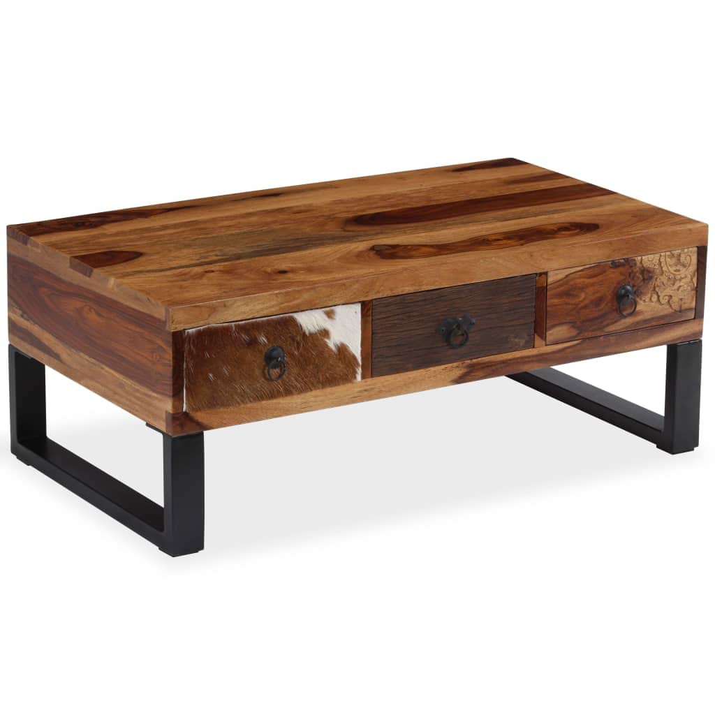 **Handmade Solid Sheesham Wood Coffee Table - 35.4