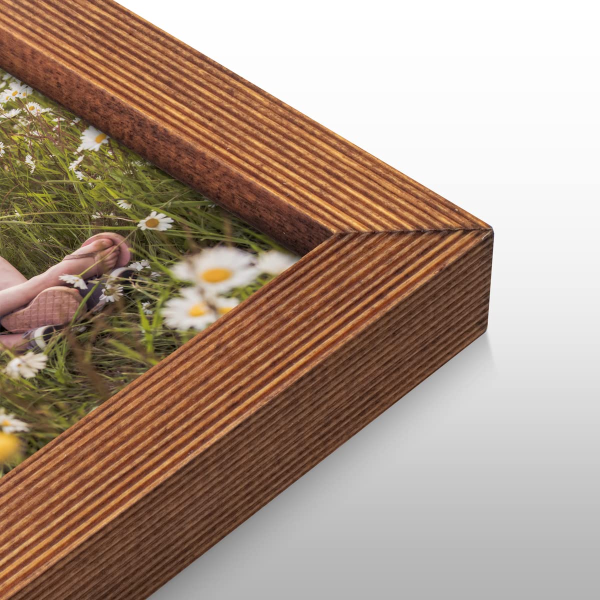 Set of 4 Custom 8x8 Photo Prints with Real Walnut Wood Frames - Peel & Stick Picture Frames for Personalized Wall Collage - Perfect for Home Decor, Gifts & Office Wall Art
